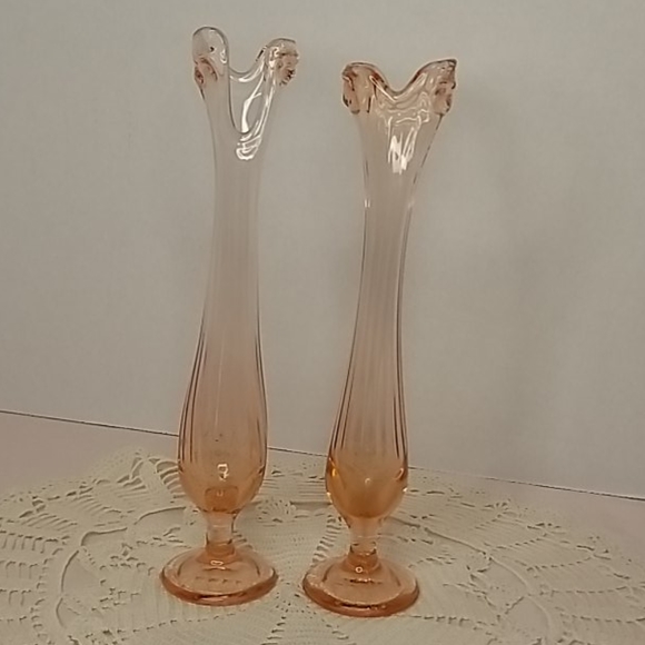 Antique Vintage Pink Depression Glass Vases